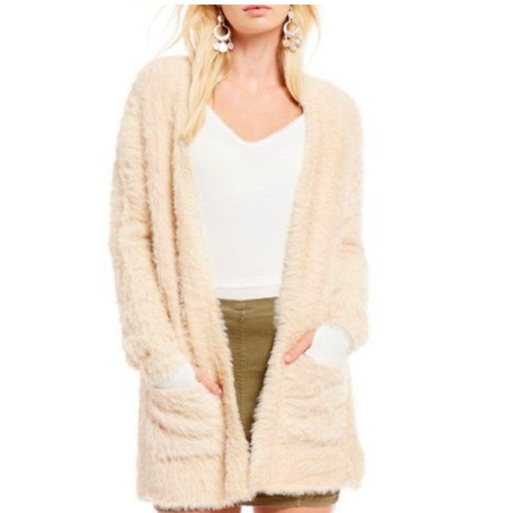 Free People Faux Fur Cozy Cardigan
